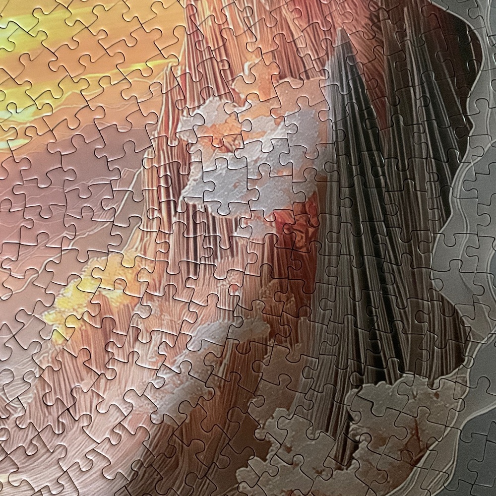 1000-Piece Round Wooden Jigsaw Puzzle – 3D Cave Sunset – 26” x 26” - Picture 9 of 13